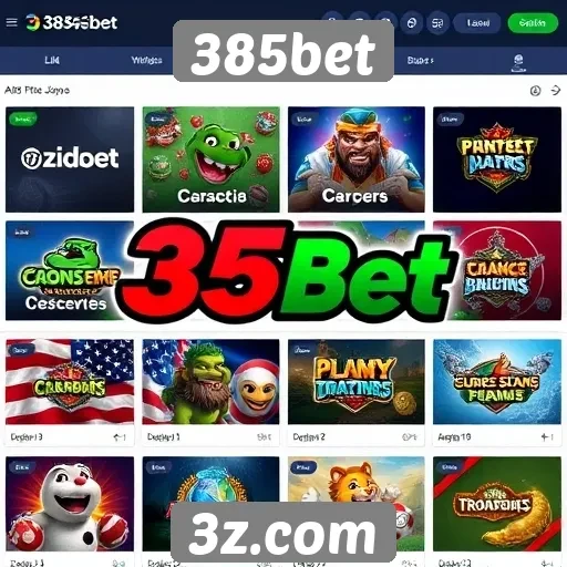 Diversidade de jogos disponíveis na 385bet